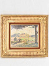 Small landscape painting with perched village - Carolus Morisot 19¼" x 22"