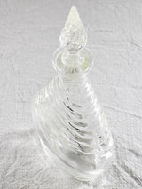 Vintage French liqueur decanter with diagonal ribbed pattern