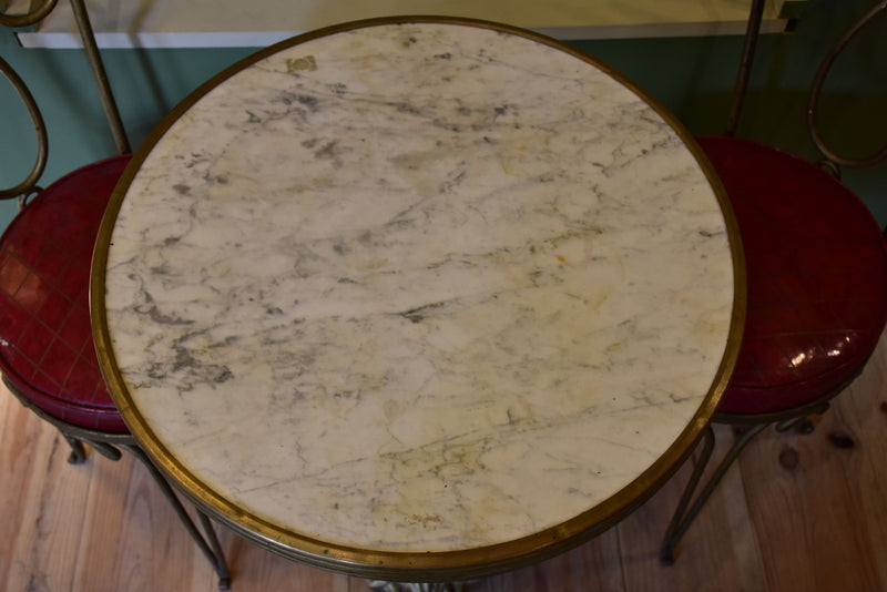 Garden table, marble and gold, 1930s, French