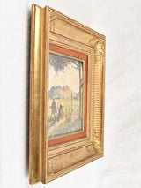 Small landscape painting with perched village - Carolus Morisot 19¼" x 22"