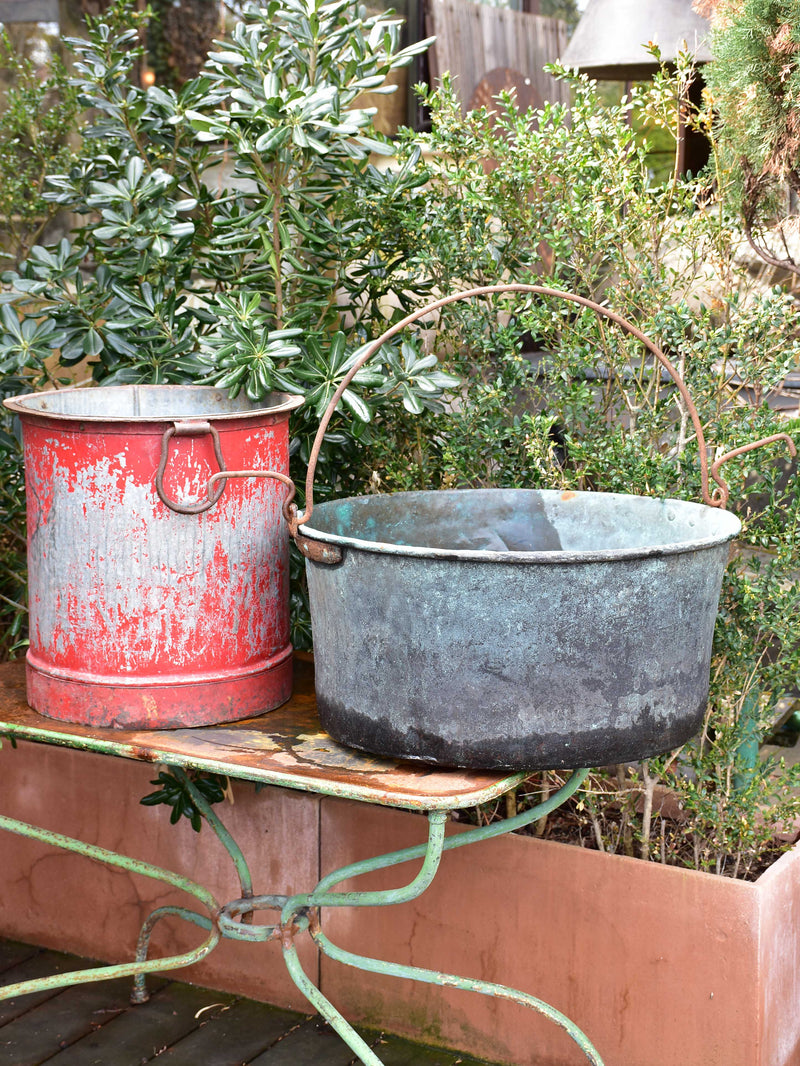 Industrial French bucket and copper cauldron