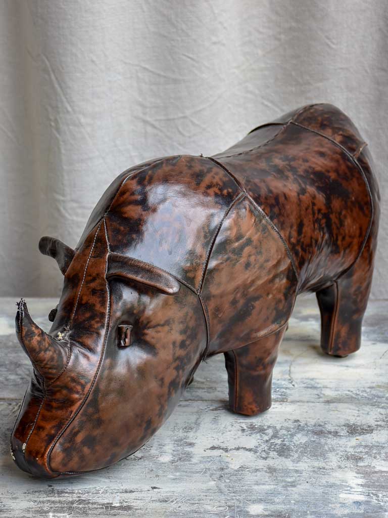 Mid-Century Spanish leather rhinoceros foot rest