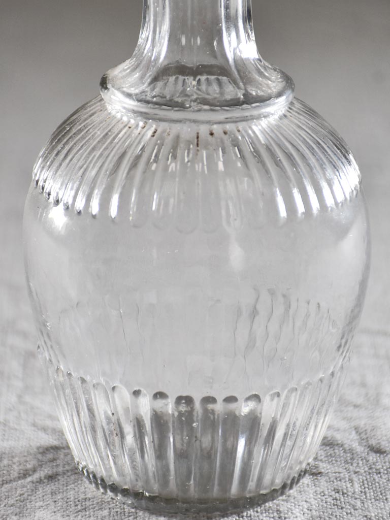 Small vintage French liqueur decanter with ribbed detail