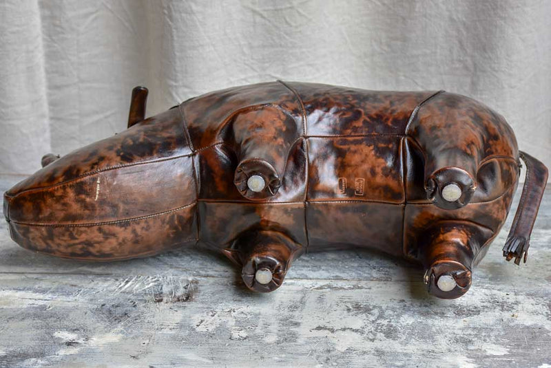 MidCentury Spanish leather rhinoceros foot rest Chez Pluie