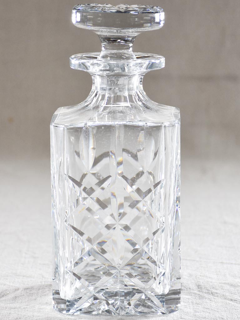 Mid century French crystal Whisky decanter with crisscross motifs