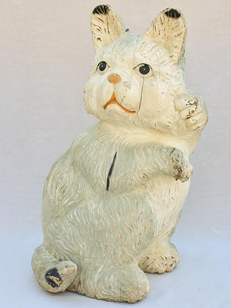 Over-size carved timber cat sculpture from the 1960's - 39½"