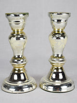 Pair of 19th-century mercury glass candlesticks 8¼"