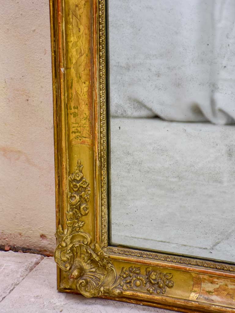 Large Louis Philippe mirror with decorative gilded frame 29½" x  51½"
