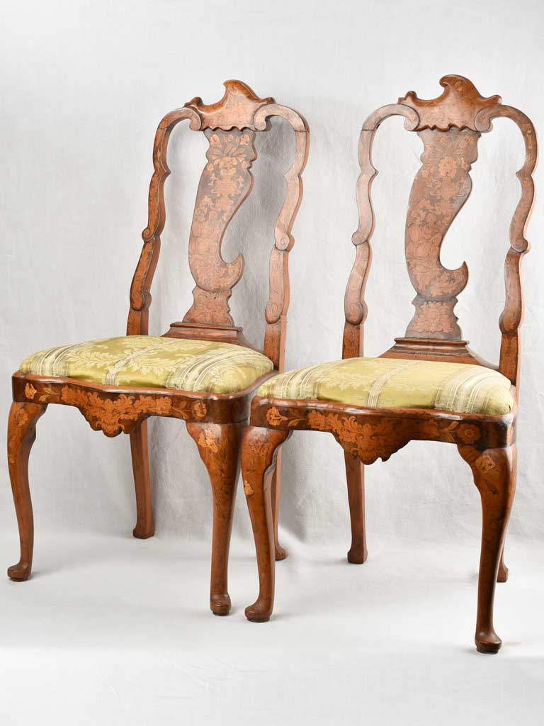 Pair of 18th century Dutch Chairs w/ marquetry
