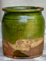 Antique French terracotta pot with dark green glaze