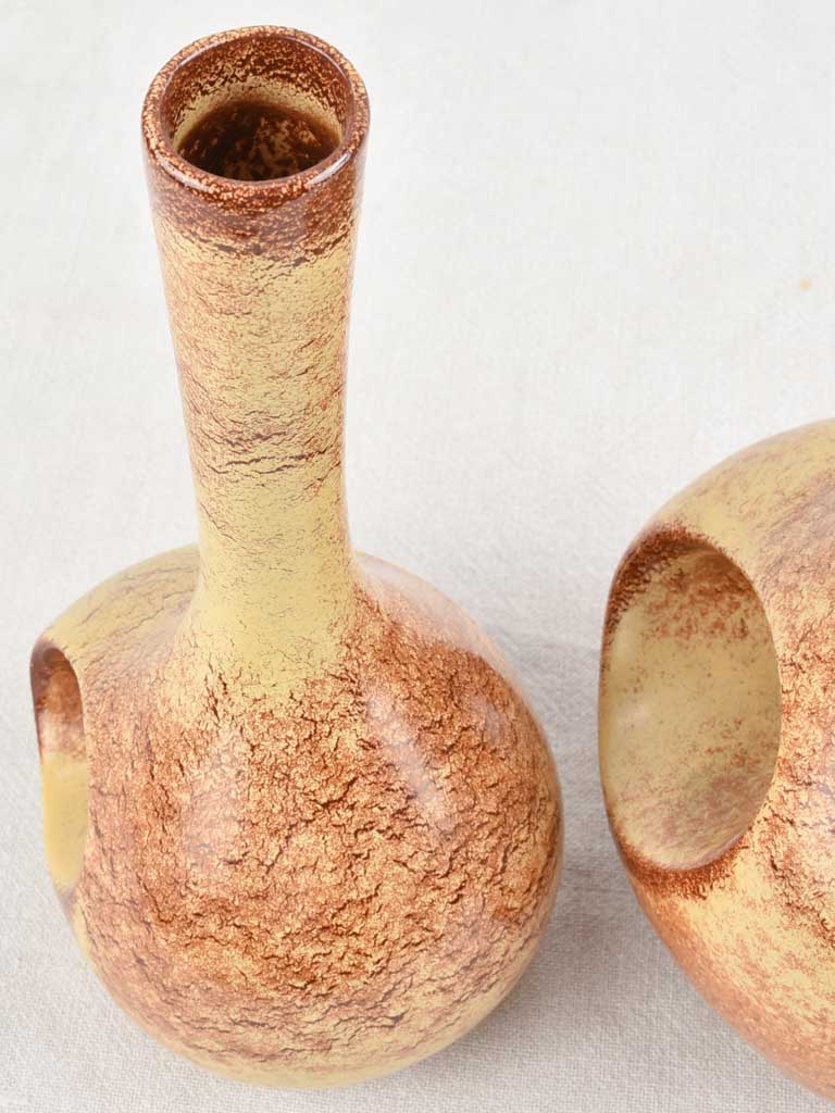 Vintage Glazed Ceramic Vases Pair 