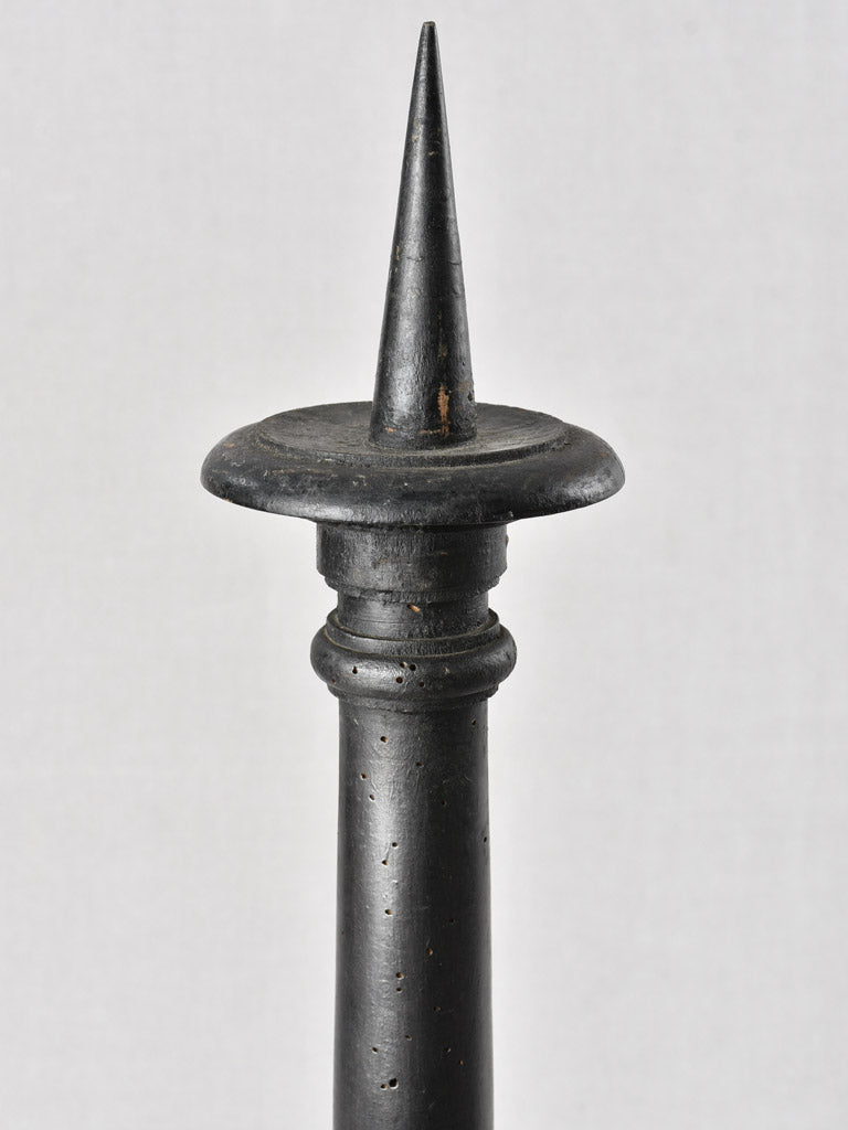 Pair of large antique candlesticks with black paint finish 27½"