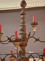 19th century Italian chandelier in iron and wood