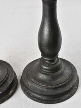 Pair of large antique candlesticks with black paint finish 27½"