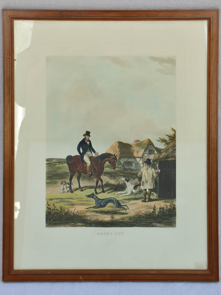 Traditional framed English hunting engraving
