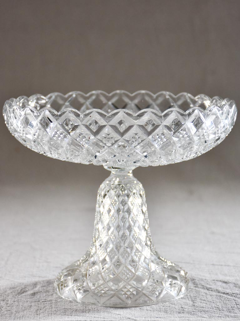 Vintage French fruit cup with pretty cut glass pattern