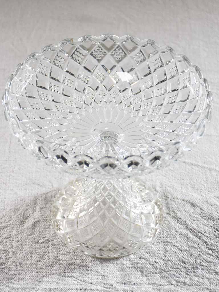 Vintage French fruit cup with pretty cut glass pattern