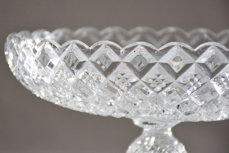 Vintage French fruit cup with pretty cut glass pattern
