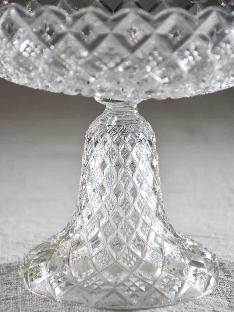 Vintage French fruit cup with pretty cut glass pattern