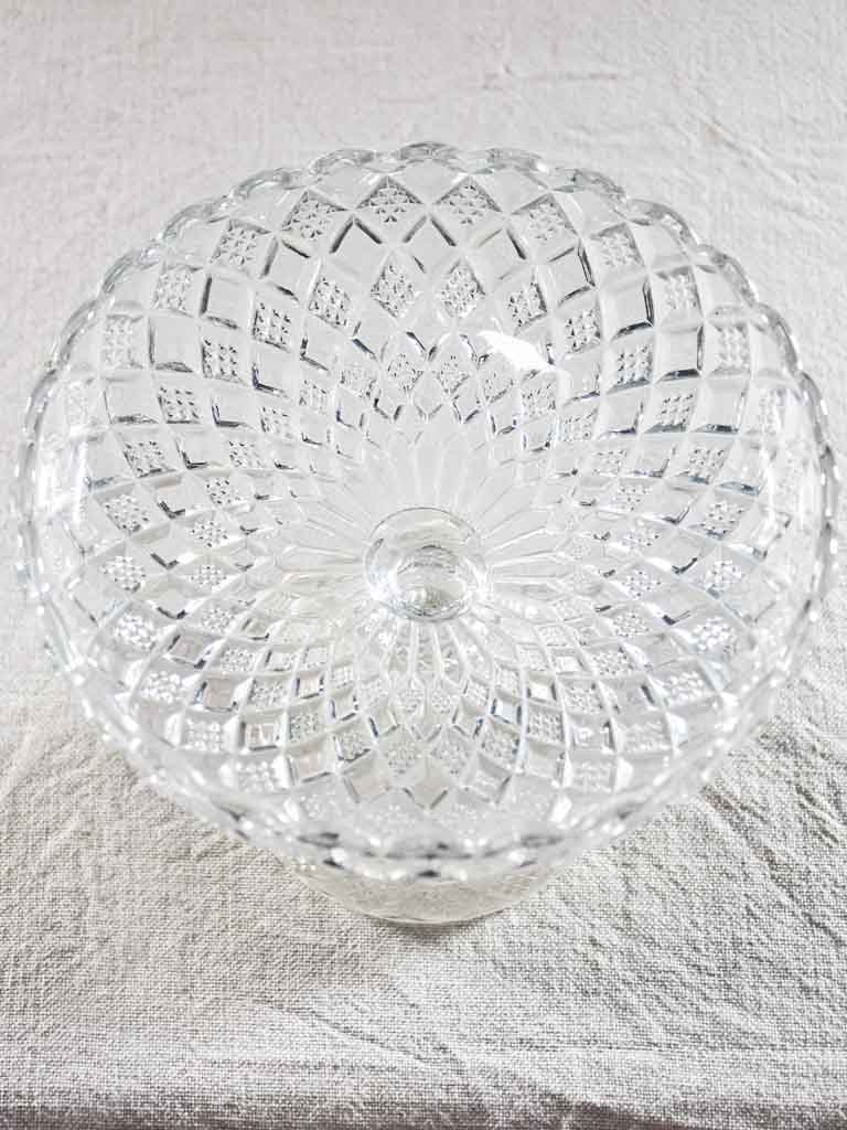 Vintage French fruit cup with pretty cut glass pattern