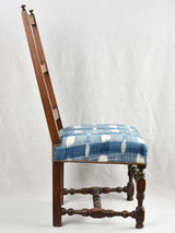 Vintage Blue Fabric Ladderback Chair