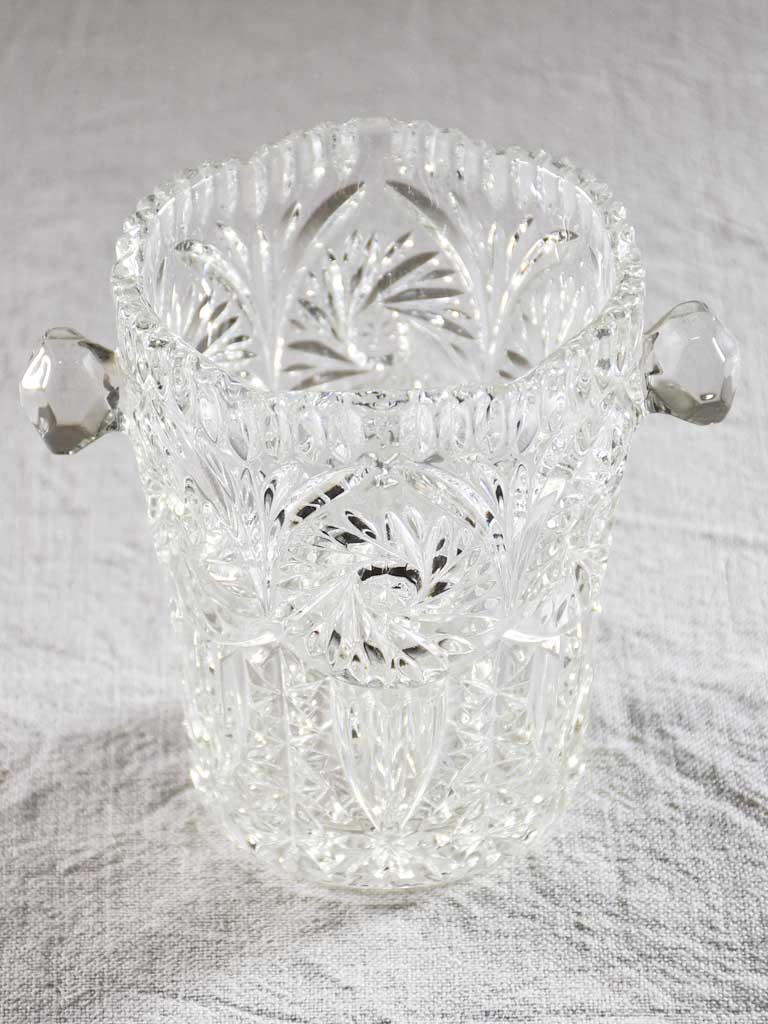 Small vintage French cut glass ice bucket