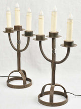 Rustic Wrought Iron Candlestick Shaped Lamps