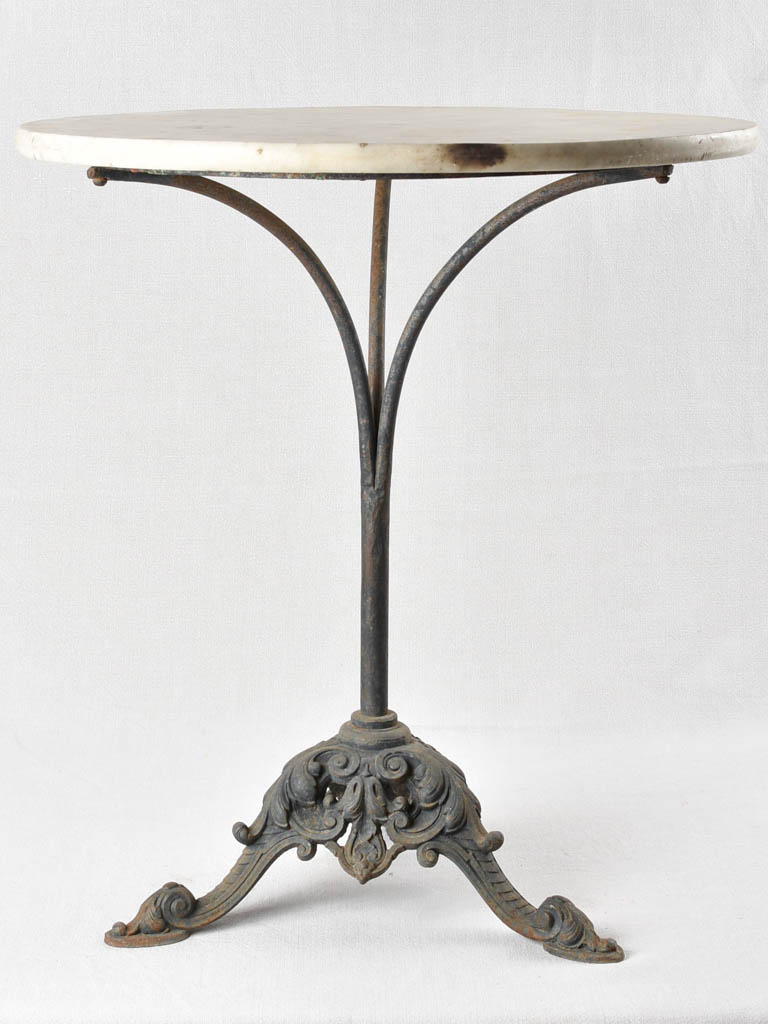 Antique cast iron bistro table with marble top