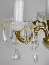 Girandole Brass and Crystal 1970's Lamp