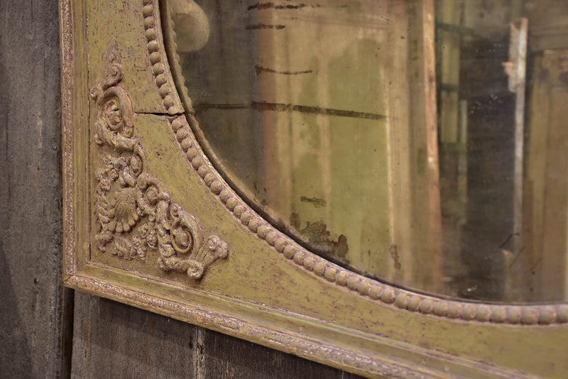 19th century French trumeau mirror with mint green frame
