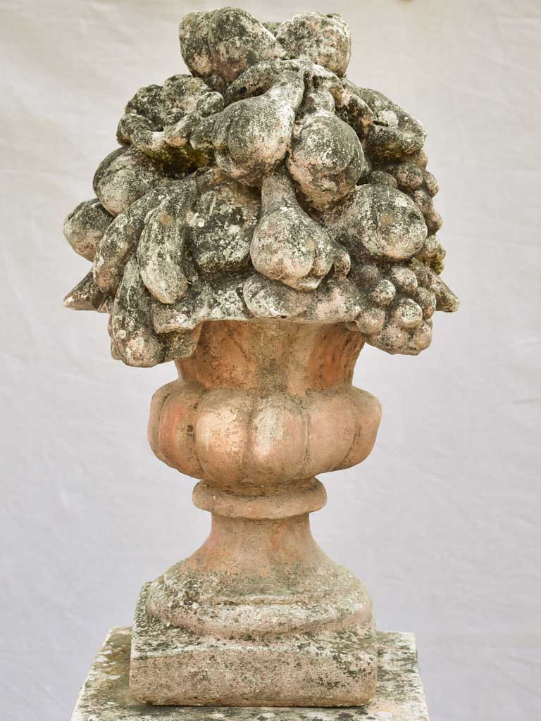 Pair of French concrete columns with fruit baskets 51"