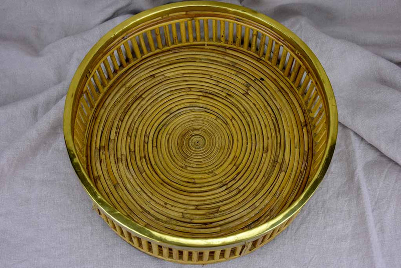Stylish vintage round bamboo tray
