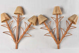Pair of vintage raffia & bamboo wall sconces