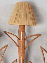 Pair of vintage raffia & bamboo wall sconces