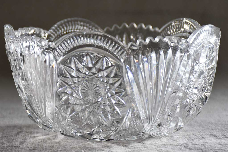 Fruit salad service - large bowl with eight serving bowls - cut glass