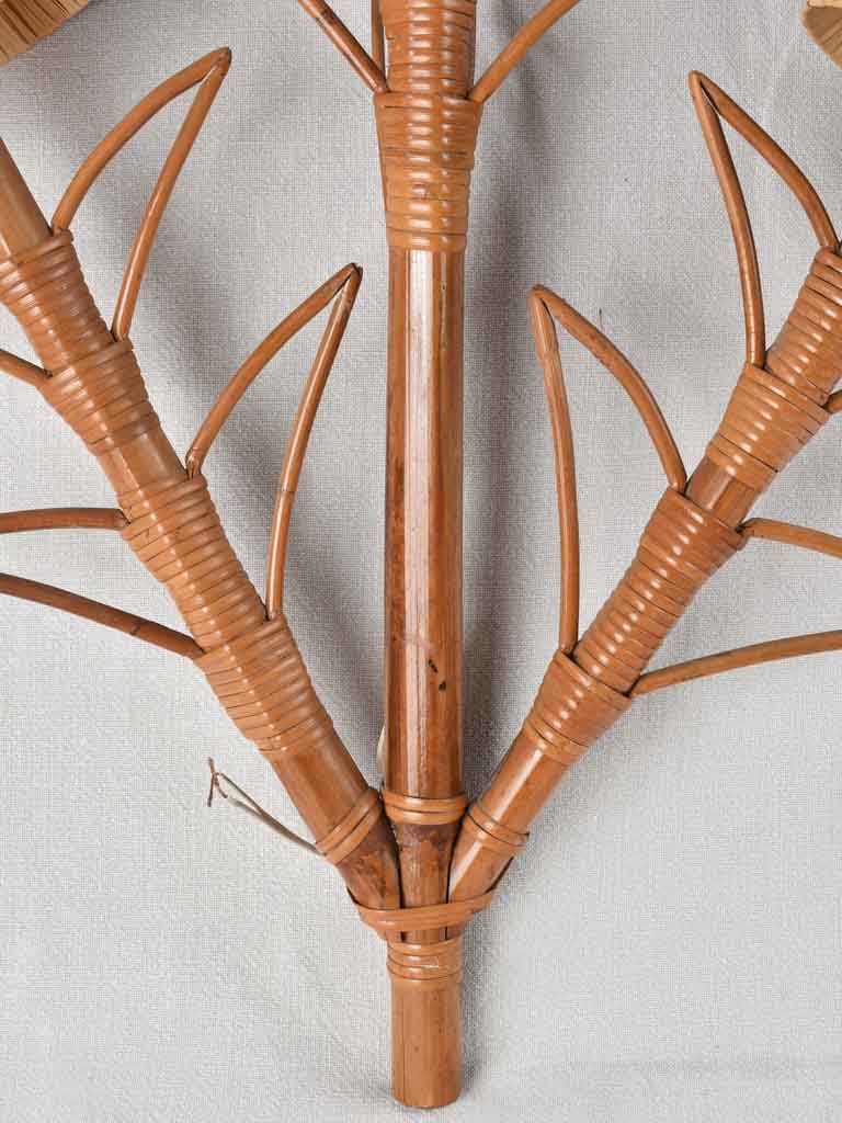 Pair of vintage raffia & bamboo wall sconces