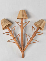 Pair of vintage raffia & bamboo wall sconces