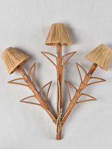 Pair of vintage raffia & bamboo wall sconces