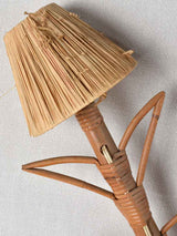 Pair of vintage raffia & bamboo wall sconces