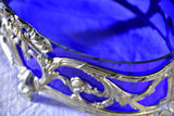 Historic silver-plated French cobalt jardiniere