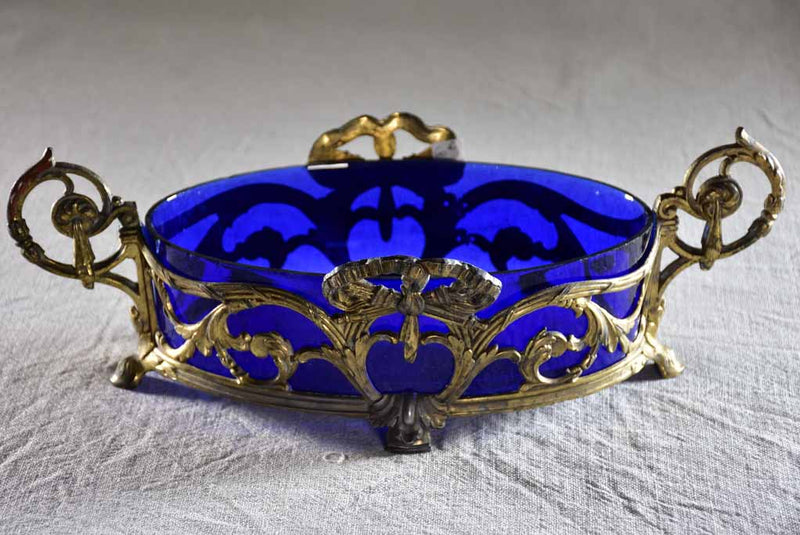 Rustic mid-century silver presented blue potpourri