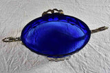 Rare silver-plated blue-glass French potpourri holder