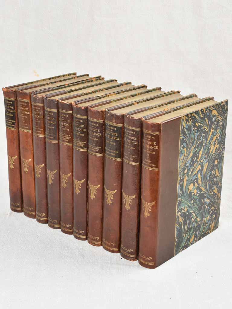 Antique Leather-Bound French-Books Collection 