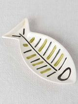 Vintage fish shaped bowl with green and black stripes 9¾"