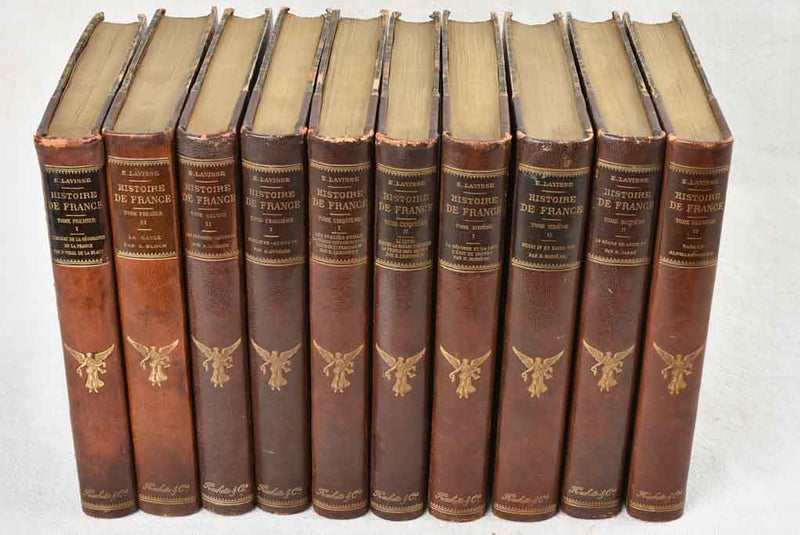 Brown Leather-Bound Antique History Books