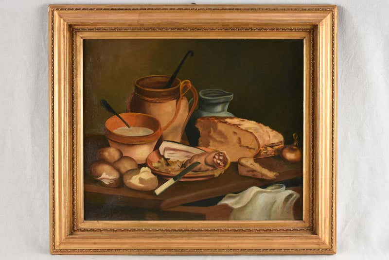 Vintage winter dining table still life painting 28¾" x 33½"