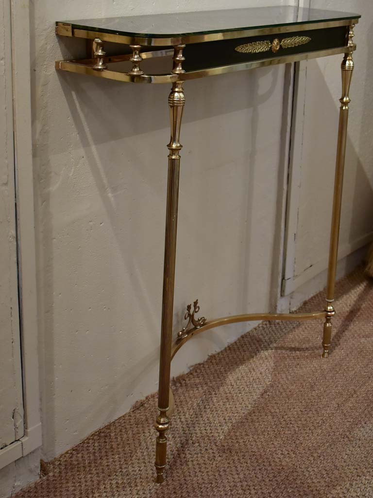 Maison Jansen style console table with matching mirror - dolphin and bay leaf motifs