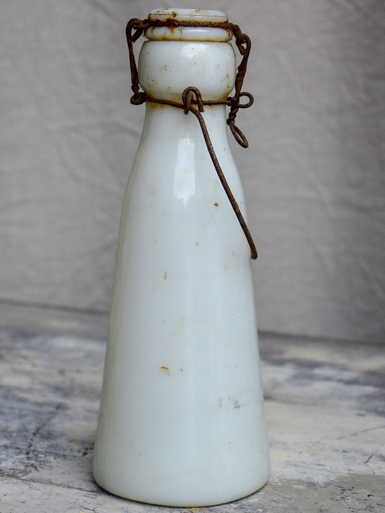 Antique French milk bottle - milk glass