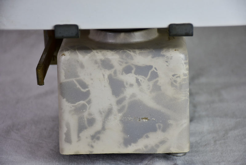 Set of mid century French epicerie scales with faux marble enamel