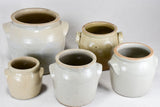Collection of 5 earthenware crock-pots - beige 4¾" - 9"